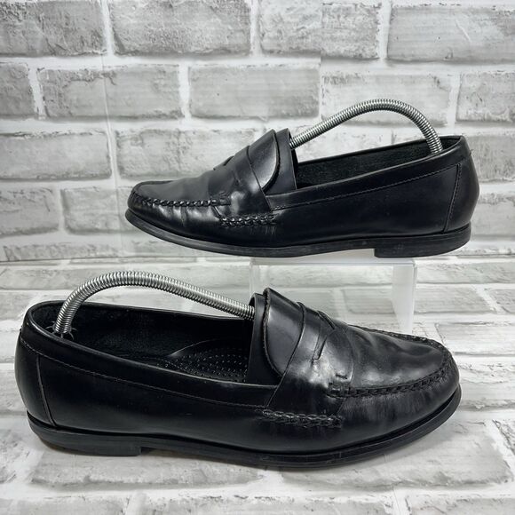 G.H. BASS Madras Men’s 10.5 D Black Leather Penny Loafer Slip On Classic Shoes - Picture 1 of 11